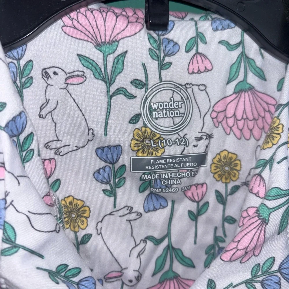 Wonder Nation large 10/12 Floral Bunny Pajama Set